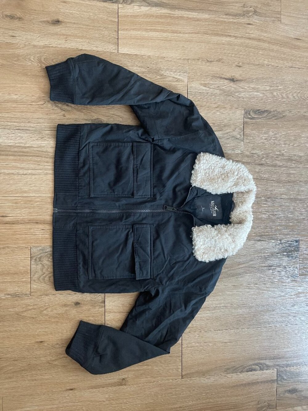 Hollister Black Bomber Jacket - Women's Size Large